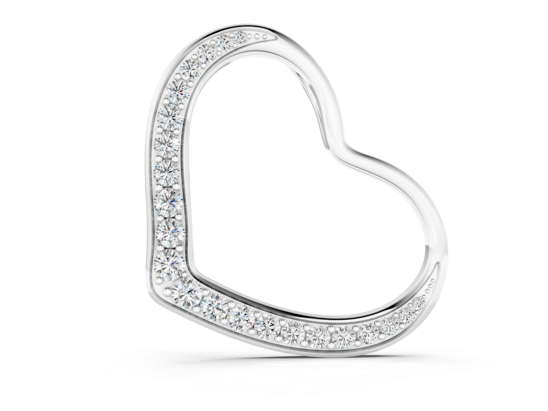 White gold Pavé Round Diamond Open Heart Pendant_26