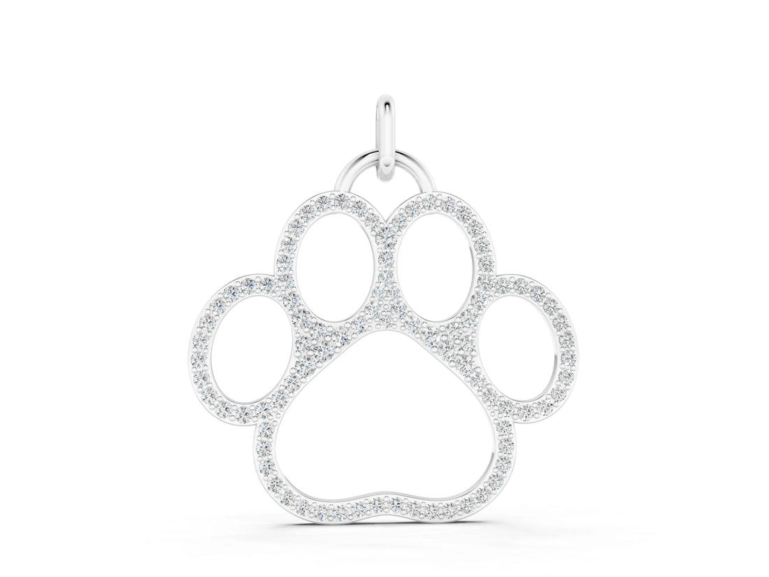 White gold Pavé Round Diamond Paw Pendant_7