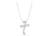 White gold Pavé Round Diamond Prong Cross Pendant_29