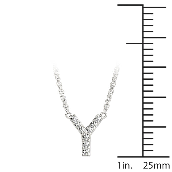 Silver Pavé Round Diamond Prong Initial Pendant