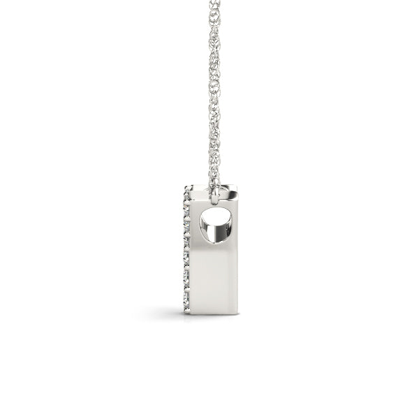 Silver Pavé Round Diamond Prong Initial Pendant