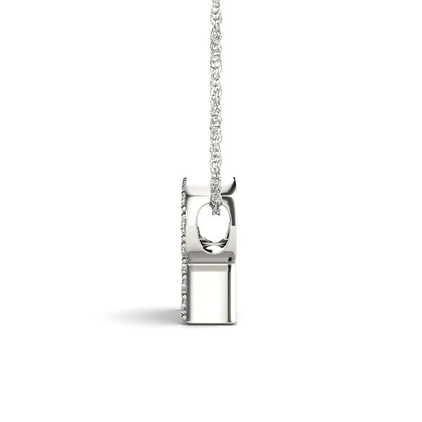 Silver Pavé Round Diamond Prong Pendant