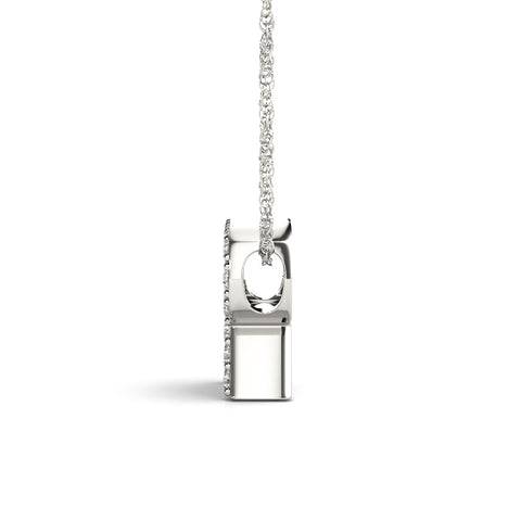 White gold Pavé Round Diamond Prong Pendant 2
