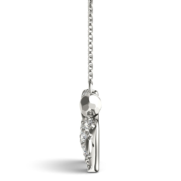 White gold Pavé Round Diamond Prong-Set Dachshund Pendant 1