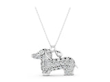 White gold Pavé Round Diamond Prong-Set Dachshund Pendant_8