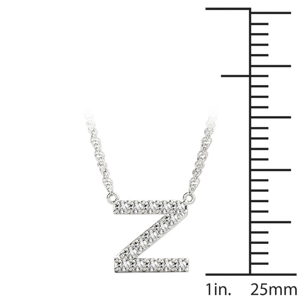 Silver Pavé Round Diamond Prong Set Initial Pendant