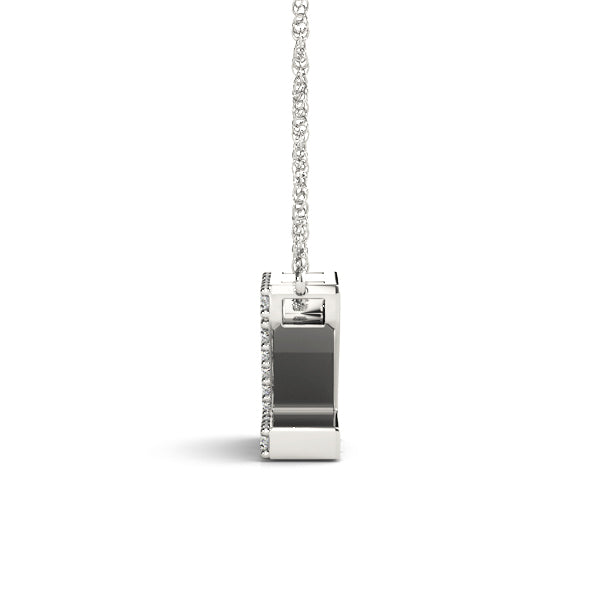 Silver Pavé Round Diamond Prong Set Initial Pendant