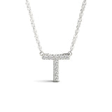 White gold Pavé Round Diamond Prong Set Pendant