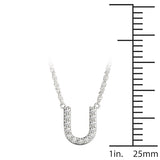 White gold Pavé Round Diamond Prong Set U Pendant 1