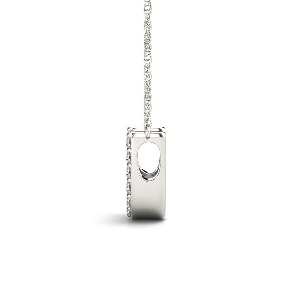 Silver Pavé Round Diamond Prong Set U Pendant