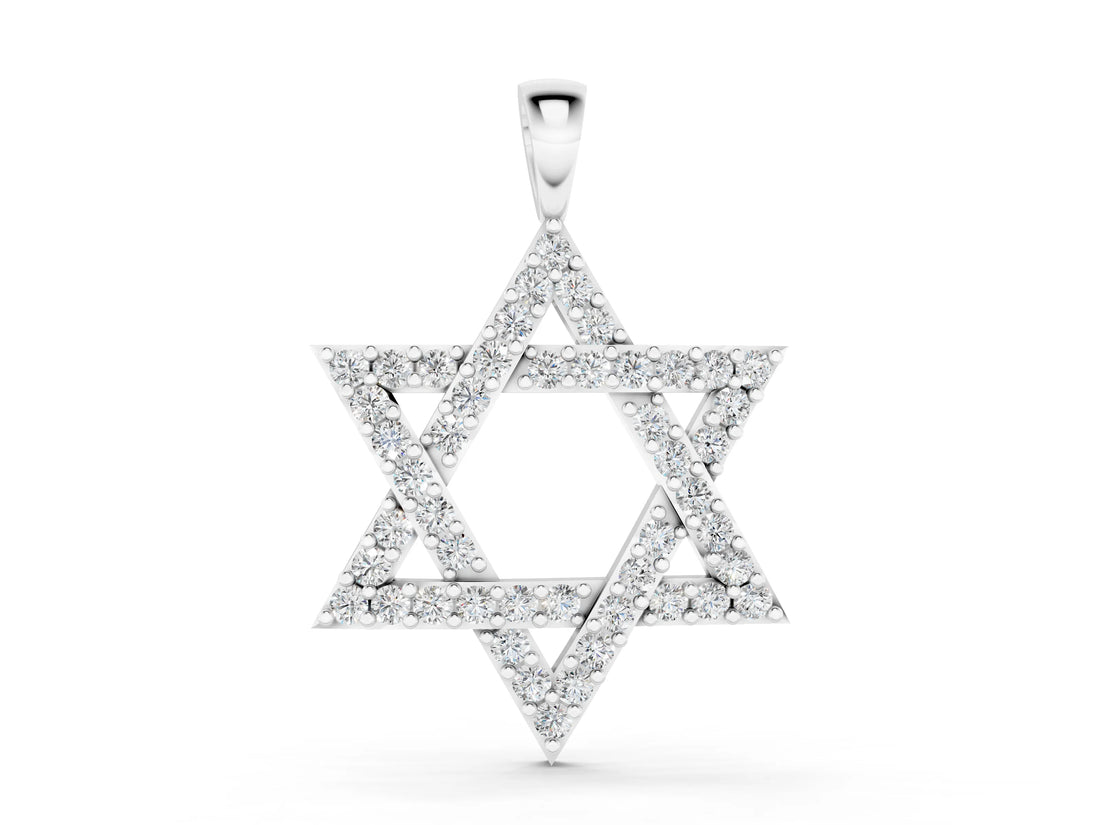 White gold Pavé Round Diamond Star Pendant with Four-Prong Setting_2