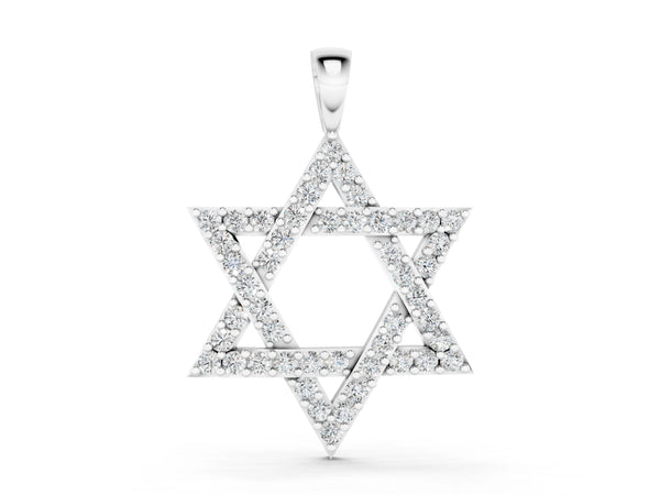 White gold Pavé Round Diamond Star Pendant with Four-Prong Setting