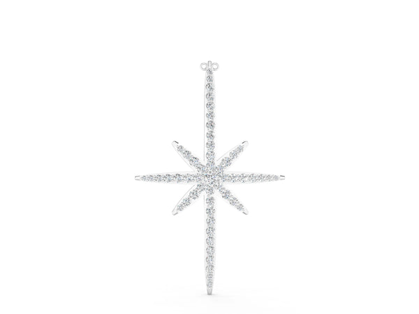 White gold Pavé Round Diamond Starburst Pendant with Prong Setting