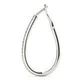 White gold Pavé Round Diamond Teardrop Hoop Earrings with Hidden Hinged Setting 2