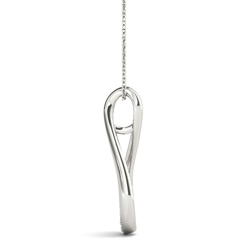 White gold Pavé Round Diamond Teardrop Pendant 2