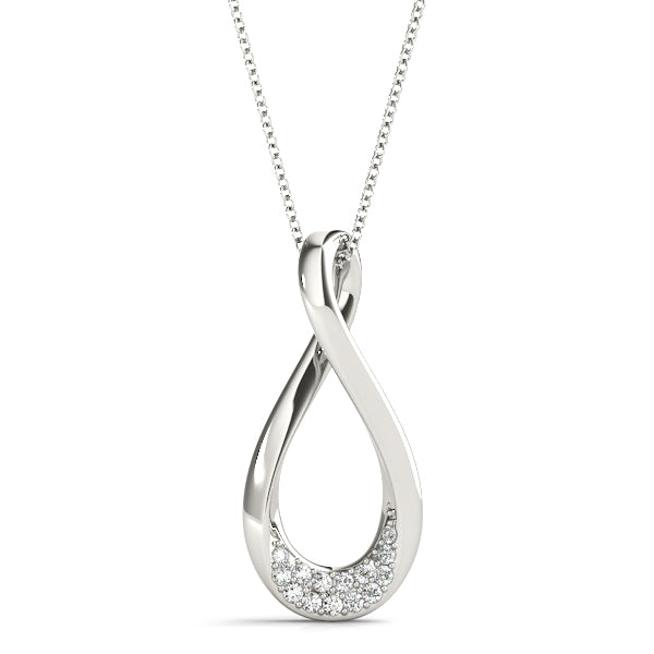 White gold Pavé Round Diamond Teardrop Pendant