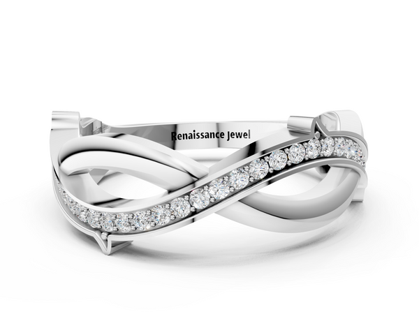 Silver Pavé Round Diamond Twist Band with Channel Setting