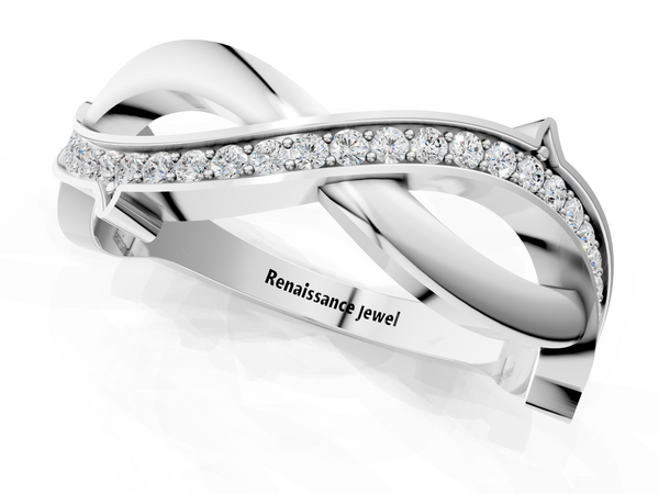 Silver Pavé Round Diamond Twist Band with Channel Setting