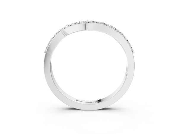 White gold Pavé Round Diamond Twist Band with Channel Setting