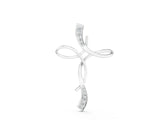 White gold Pavé Round Diamond Twist Cross Pendant_28