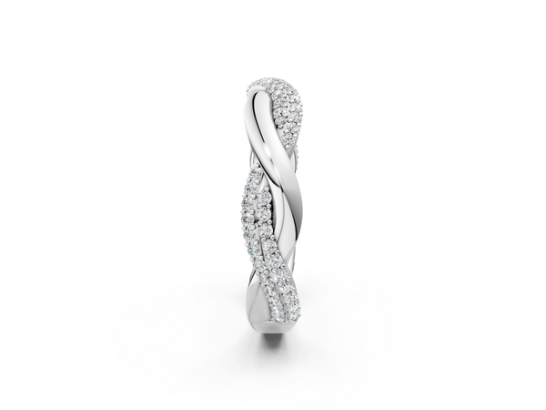 Platinum Pavé Round Diamond Twist Eternity Band with Prong Setting