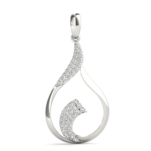 10K White Gold 6.85 Carat E VS Pavé Round Diamond Twist Pendant