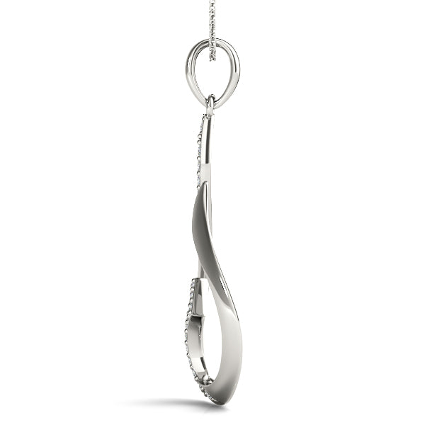 10K White Gold 6.85 Carat E VS Pavé Round Diamond Twist Pendant