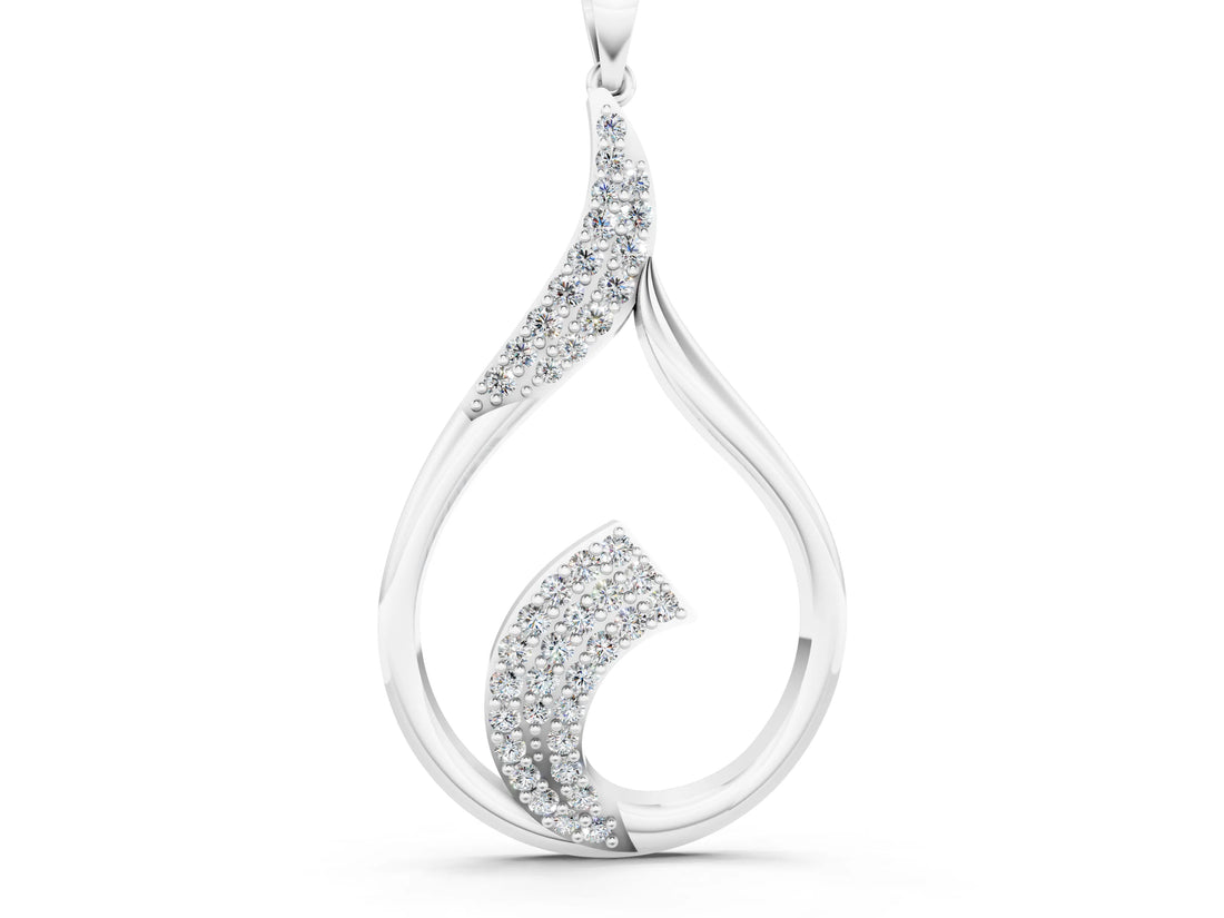 White gold Pavé Round Diamond Twist Pendant_3