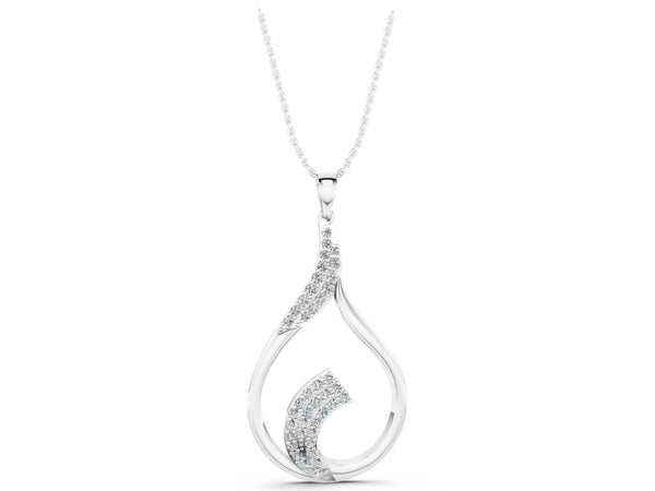 White gold Pavé Round Diamond Twist Pendant