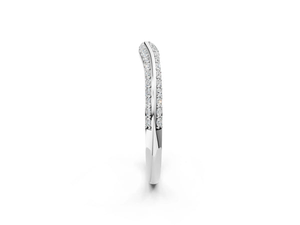 White gold Pavé Round Diamond Wave Band with Shared Prong Setting