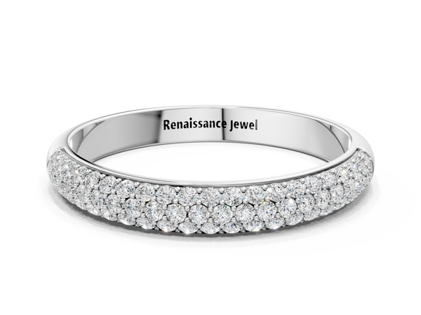 Silver Pavé Round Diamond Silver Eternity Band