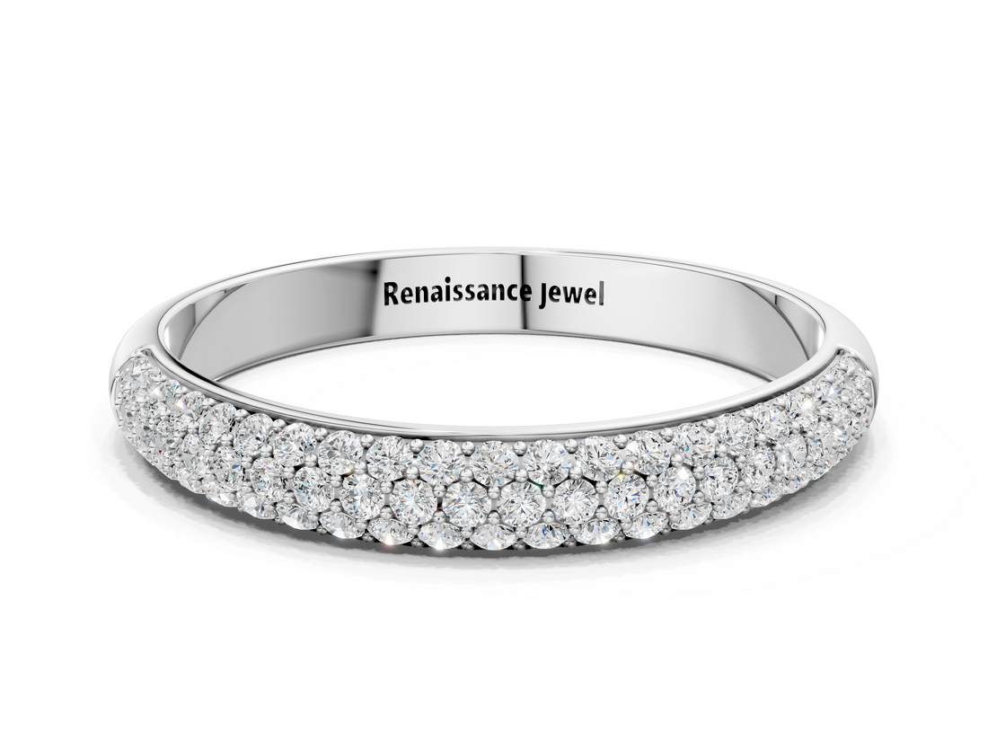 10K White Gold 0.29 Carat E VS Pavé Round Diamond White Gold Eternity Band