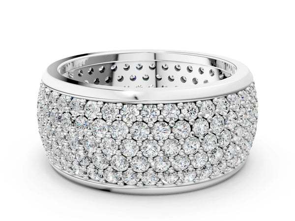 White gold Pavé Round Diamond Wide Band with Micro-Prong Setting