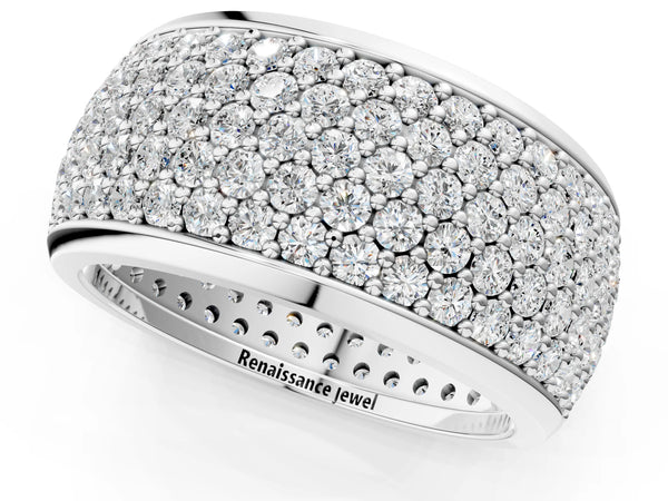 White gold Pavé Round Diamond Wide Band with Micro-Prong Setting