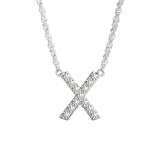 White gold Pavé Round Diamond X Pendant with Four-Prong Setting 1