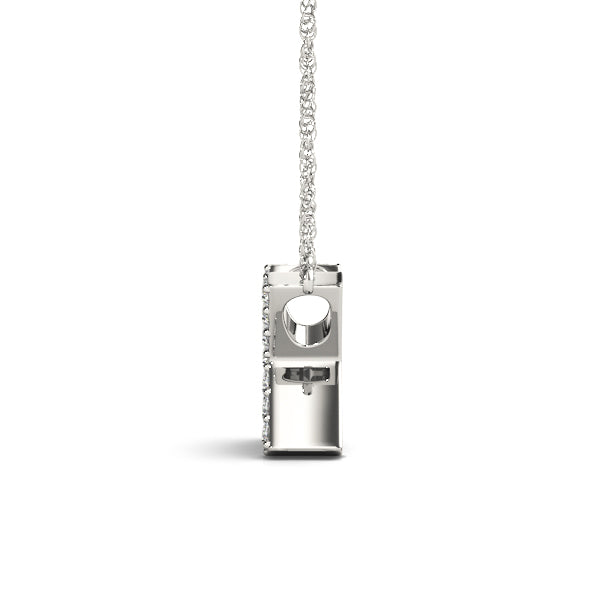 Silver Pavé Round Diamond X Pendant with Four-Prong Setting