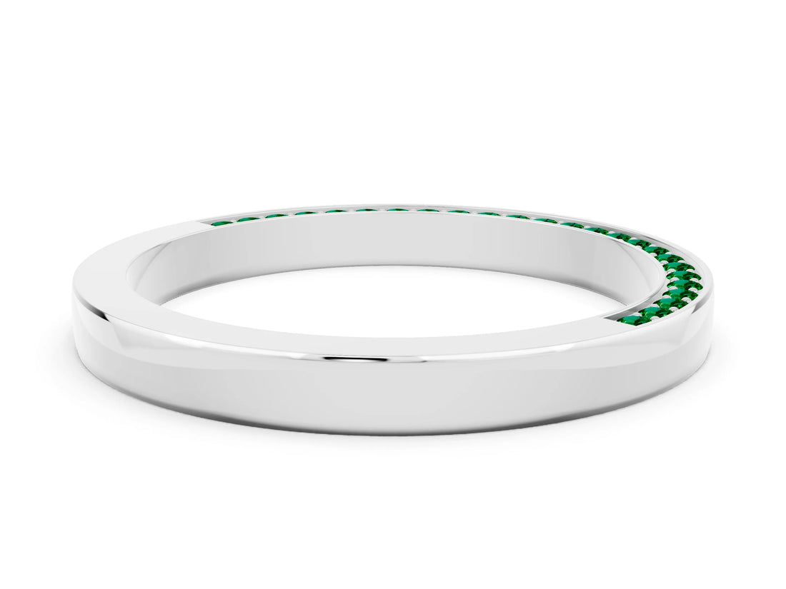 White gold Pavé Round Emerald Channel Set Band_18
