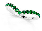 White gold Pavé Round Emerald Chevron Band with Shared Prong Setting_11
