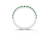 White gold Pavé Round Emerald Chevron Band with Shared Prong Setting_9