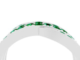White gold Pavé Round Emerald Crossover Band with Bead Prong Setting_10