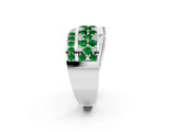 White gold Pavé Round Emerald Crossover Band with Bead Prong Setting_8