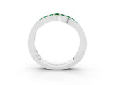 White gold Pavé Round Emerald Crossover Band with Bead Prong Setting_9