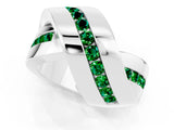 White gold Pavé Round Emerald Crossover Band with Channel Setting_7