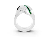 White gold Pavé Round Emerald Crossover Band with Channel Setting_9