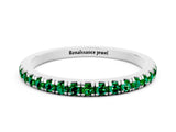 White gold Pavé Round Emerald Half Eternity Band with Shared Prong Setting_6