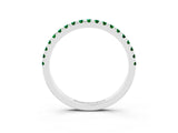 White gold Pavé Round Emerald Half Eternity Band with Shared Prong Setting_9