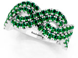 White gold Pavé Round Emerald Infinity Twist Band with Shared Prong Setting_13
