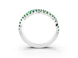 White gold Pavé Round Emerald Infinity Twist Band with Shared Prong Setting_15