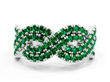 White gold Pavé Round Emerald Infinity Twist Band with Shared Prong Setting_6