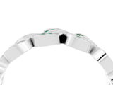 White gold Pavé Round Emerald Interlocking Eternity Band with Bezel Prong Setting_10